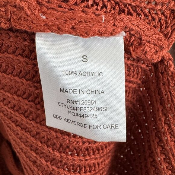Pinque Women Rust Lace-Up Open-Front Knit Cardigan Size S - Picture 4 of 8